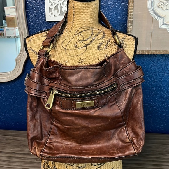 FOSSIL “ FIFTY FOUR” BROWN LEATHER SHOULDER BAG - Picture 1 of 16